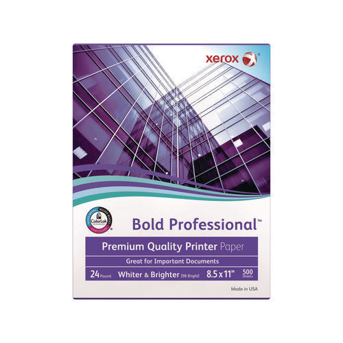 Image of xerox Bold Professional Quality Paper, 98 Bright, 24 lb Bond Weight, 8.5 x 11, White, 500/Ream