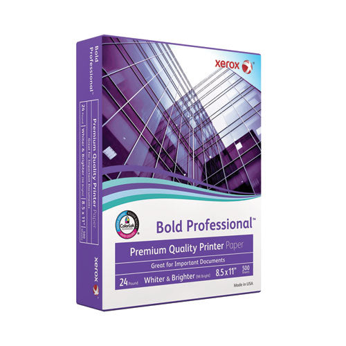 Image of xerox Bold Professional Quality Paper, 98 Bright, 24 lb Bond Weight, 8.5 x 11, White, 500/Ream