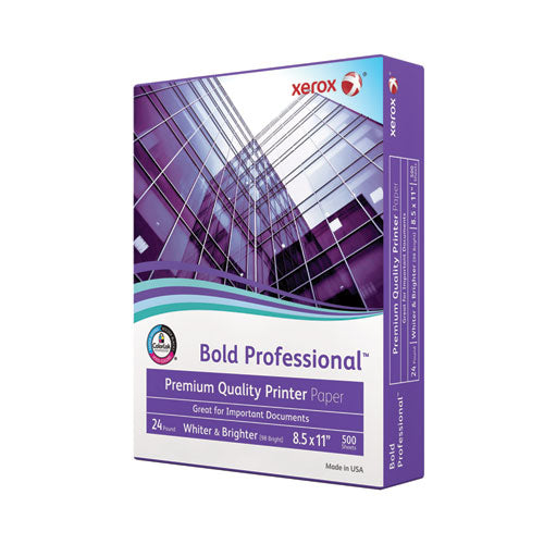 Image of xerox Bold Professional Quality Paper, 98 Bright, 24 lb Bond Weight, 8.5 x 11, White, 500/Ream