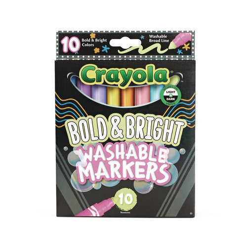 Image of Crayola® Bold and Bright Washable Markers, Broad Bullet Tip, Assorted Colors, 10/Box