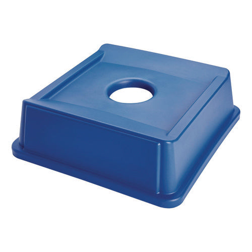 Image of Rubbermaid® Commercial Untouchable Bottle and Can Recycling Top, Round Opening,  20.13w x 20.13d x 6.25h, Blue