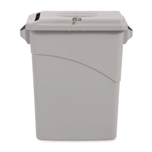 Image of Rubbermaid® Commercial Slim Jim Confidential Document Waste Receptacle with Lid, 23 gal, Light Gray