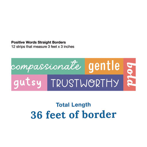 Image of Carson-Dellosa Education Straight Borders, 12-Piece Set, Motivational: Positive Words, 3" x 3 ft, Multicolor