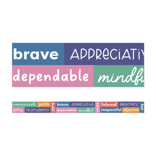 Image of Carson-Dellosa Education Straight Borders, 12-Piece Set, Motivational: Positive Words, 3" x 3 ft, Multicolor