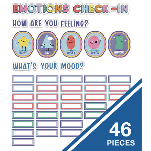 Image of Carson-Dellosa Education Curriculum Bulletin Board Sets, 46-Piece Set , We Stick Together: Emotions Check-In, 7.9" x 15", Multicolor