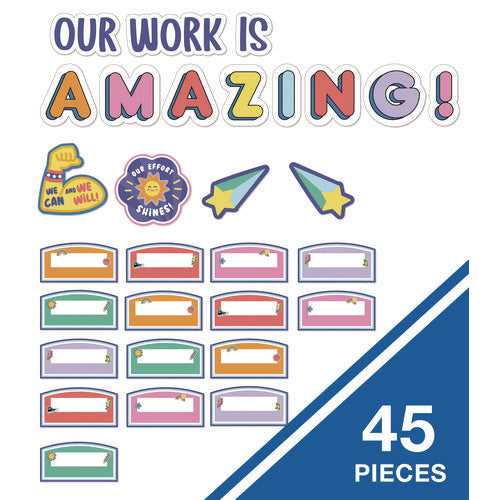 Image of Carson-Dellosa Education Work Display Bulletin Board Sets, 45-Piece Set, We Stick Together: Our Work Is Amazing, 7.9" x 15", Multicolor