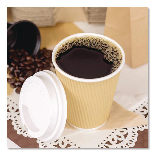 Image of Karat® Ripple Hot Cups, 12 oz, Paper, Kraft/White, 500/Carton