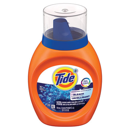 Image of Tide® Plus Bleach Alternative Liquid Laundry Detergent, HE Compatible, 16 Loads, Original Scent, 25 oz Bottle, 6/Carton