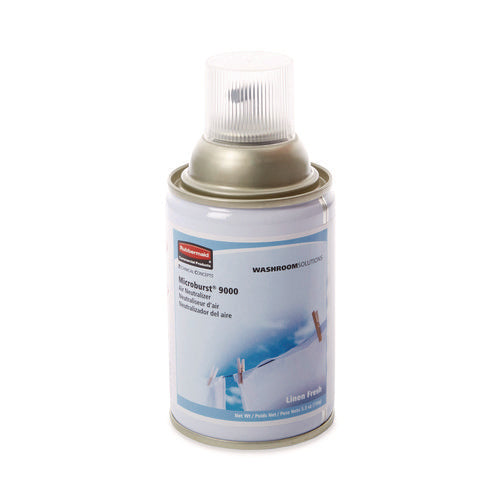 Image of Rubbermaid® Commercial Tc Microburst 9000 Air Freshener Refill, Linen Fresh, 5.3 Oz Aerosol Spray, 4/carton