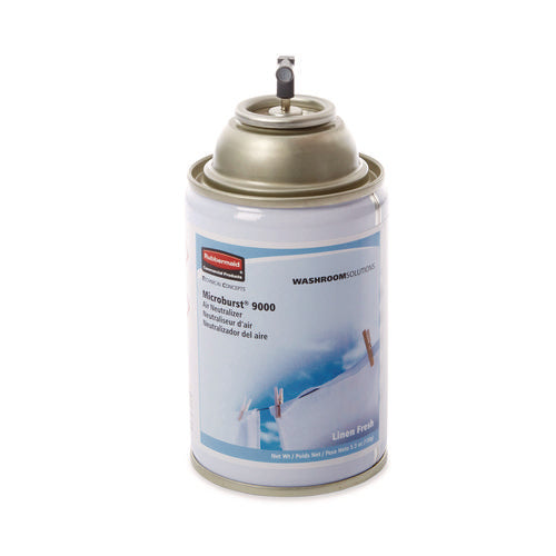 Image of Rubbermaid® Commercial Tc Microburst 9000 Air Freshener Refill, Linen Fresh, 5.3 Oz Aerosol Spray, 4/carton