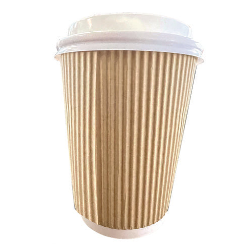 Image of Karat® Ripple Hot Cups, 8 oz, Paper, Kraft/White, 500/Carton