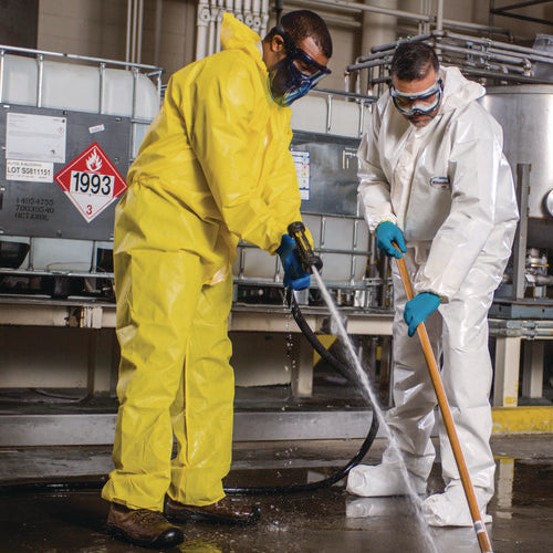 Image of KleenGuard A70 Chemical Spray Protection Coveralls, Elastic Wrists, Ankles, Hood, 3X-Large, Yellow, 12/Carton