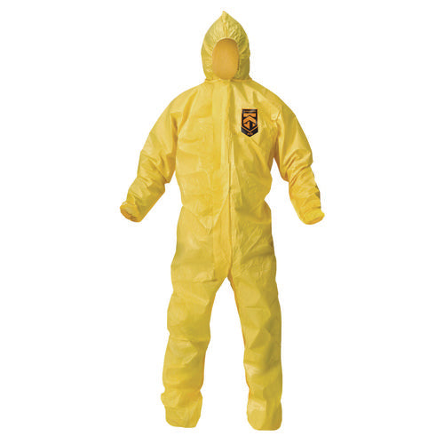 Image of KleenGuard A70 Chemical Spray Protection Coveralls, Elastic Wrists, Ankles, Hood, 3X-Large, Yellow, 12/Carton