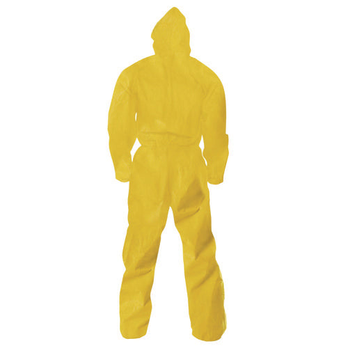 Image of KleenGuard A70 Chemical Spray Protection Coveralls, Elastic Wrists, Ankles, Hood, 3X-Large, Yellow, 12/Carton