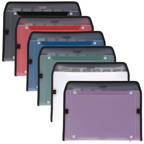 Image of Five Star® Expanding File, 7.5" Expansion, 7 Sections, Zipper Closure, Letter Size, Randomly Assorted Colors