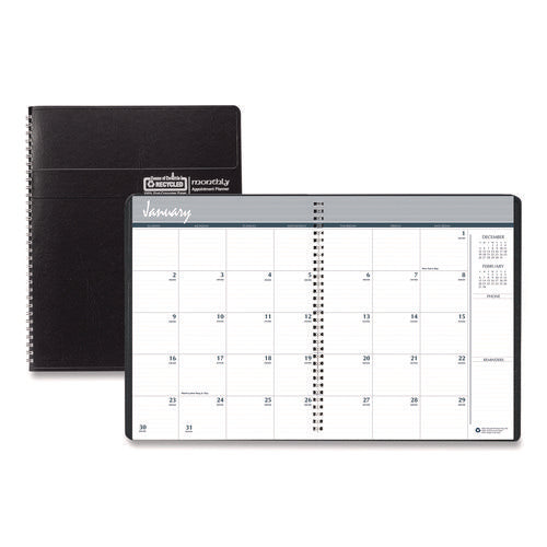 Image of House of Doolittle 14-Month Recycled Ruled Monthly Planner, 8.75 x 6.78, Black Cover, 14-Month: Dec 2024 to Jan 2026