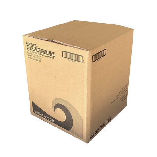 Image of Boardwalk® Wrapped Giant Straws, 10.25", Polypropylene, Red, 300/Pack, 4 Packs/Carton