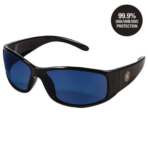 Image of Smith & Wesson® Elite Safety Glasses 3016314, Black Frame, Blue Mirror Polycarbonate Lens, 12/Carton