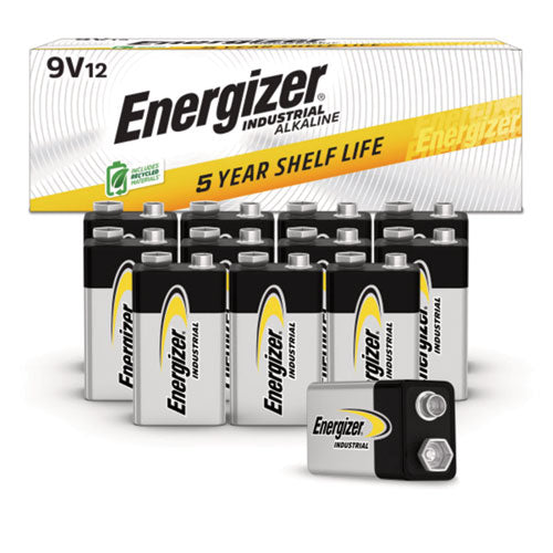 Image of Energizer® Industrial Alkaline 9v Batteries, 12/box