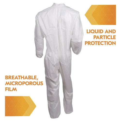 Image of KleenGuard A30 Breathable Splash and Particle Protection Coveralls, 3X-Large, White, 21/Carton