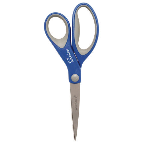 Image of Westcott® Scissors with Antimicrobial Protection, 8" Long, 3.25" Cut Length, Straight Blue/Gray Handle, 3/Pack