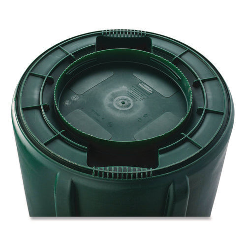 Image of Rubbermaid® Commercial Vented Round Brute Container, 32 gal, Plastic, Dark Green