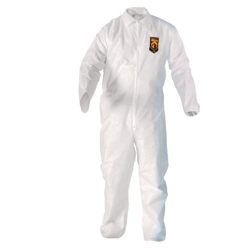 Image of KleenGuard A20 Breathable Particle Protection Coveralls, Zip Front, Elastic Back, Wrists, Ankles, Large, White, 24/Carton