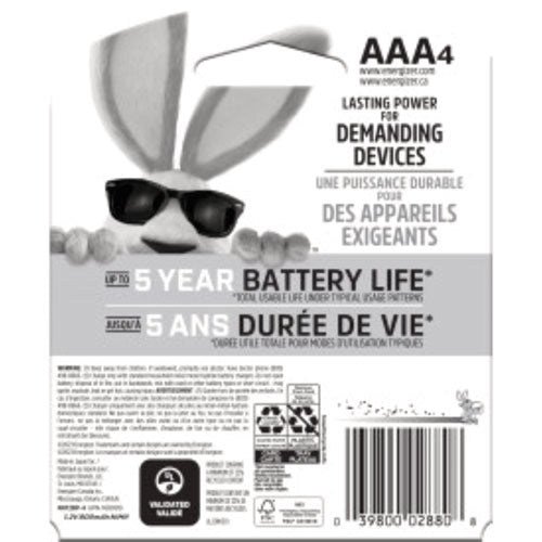 Image of Energizer® Nimh Rechargeable Aaa Batteries, 1.2 V, 4/pack