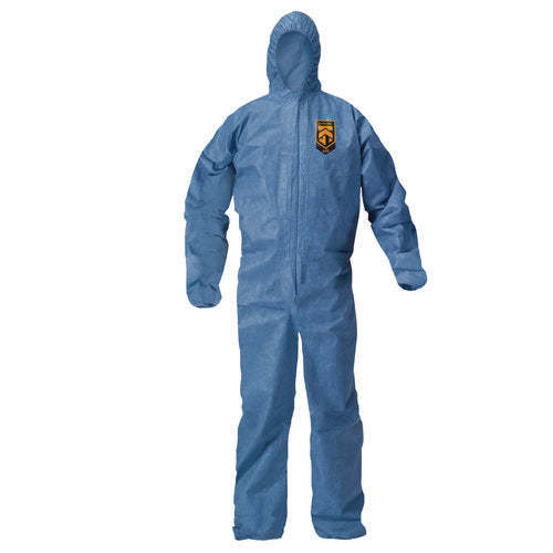 Image of KleenGuard A20 Breathable Particle Protection Coveralls, Zip Front, Hood, Elastic Back, Wrists, Ankles, 2X-Large, Blue, 24/Carton