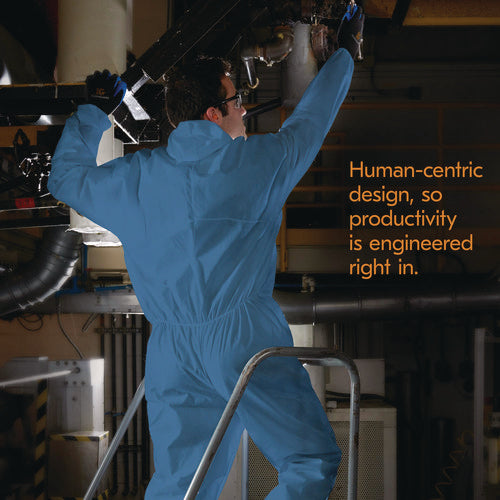 Image of KleenGuard A20 Breathable Particle Protection Coveralls, Zip Front, Hood, Elastic Back, Wrists, Ankles, 3X-Large, Blue, 20/Carton