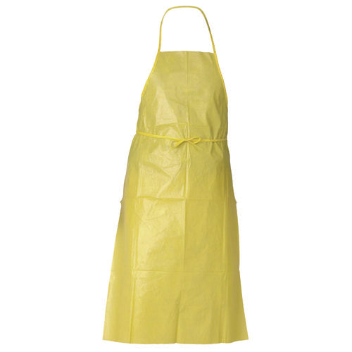 Image of KleenGuard A70 Chemical Spray Protection Aprons, Polyethylene-Coated Fabric, One Size Fits Most, Yellow, 100/Carton