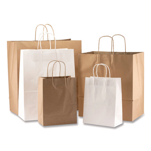 Image of Kari-Out® Kraft Paper Bags, Natural Twisted-Paper Handles, 13" x 7" x 17", Natural, 250/Carton