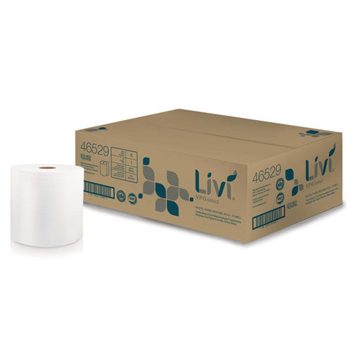 Image of Livi® VPG Select Hard Wound Roll Towel, 1-Ply, 8" x 800 ft, White, 6/Carton