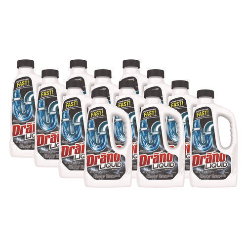 Image of Drano® Liquid Drain Cleaner, 32 Oz Safety Cap Bottle, 12/carton