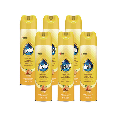 Image of Pledge® Furniture Polish, Orange Clean Scent, 9.7 Oz Aerosol Spray