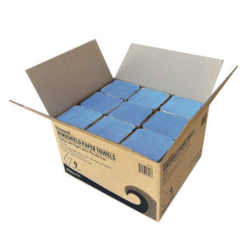 Image of Boardwalk® Windshield Paper Towels, 9.05 x 10, Blue, 250/Pack, 9 Packs/Carton