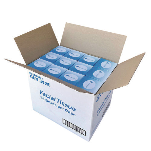 Image of GEN Facial Tissue Cube Box, 2-Ply, White, 85 Sheets/box, 36 Boxes/carton