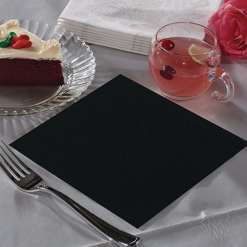 Image of Paterson Beverage Napkins, 2-Ply, 9 x 9, Black, 1,000/Carton