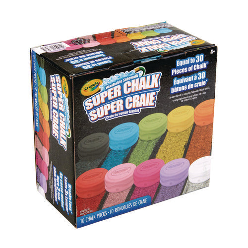 Image of Crayola® Super Chalk, 1" x 2.8" Diameter, 10 Assorted Colors, 10 Pucks/Box