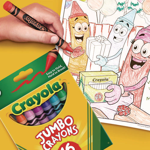 Image of Crayola® Jumbo Crayons, Assorted, 16/box