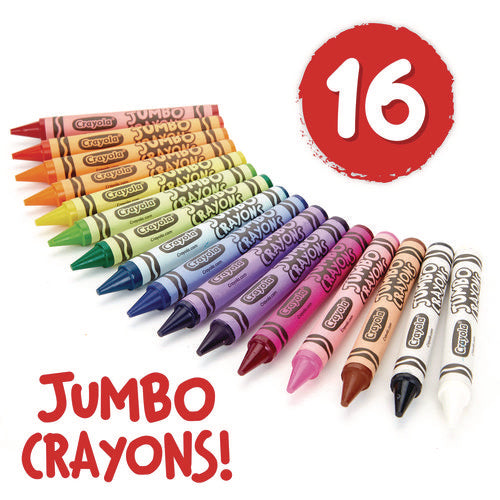 Image of Crayola® Jumbo Crayons, Assorted, 16/box