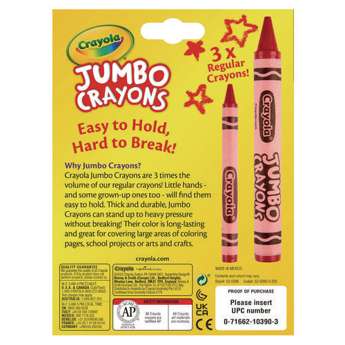 Image of Crayola® Jumbo Crayons, Assorted, 16/box