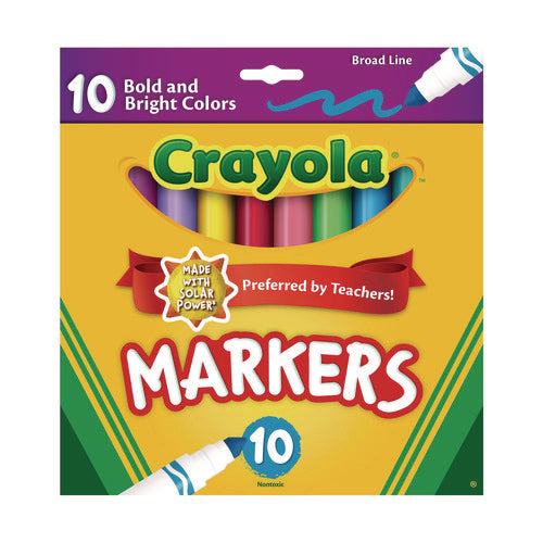 Image of Crayola® Non-Washable Marker, Broad Bullet Tip, Assorted Tropical Colors, 10/pack