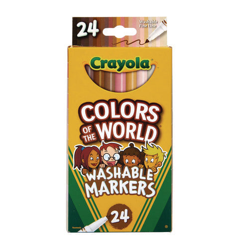 Image of Crayola® Colors of the World Washable Markers, Fine Bullet Tip, Assorted Colors, 24/Pack