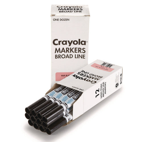 Image of Crayola® Broad Line Washable Markers, Broad Bullet Tip, Black, 12/box