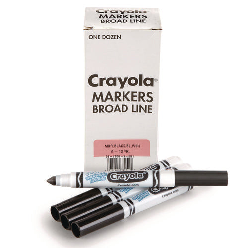 Image of Crayola® Broad Line Washable Markers, Broad Bullet Tip, Black, 12/box