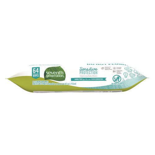 Image of Seventh Generation® Free and Clear Baby Wipes, 7 x 7, Unscented, White, 64/Flip-Top Pack