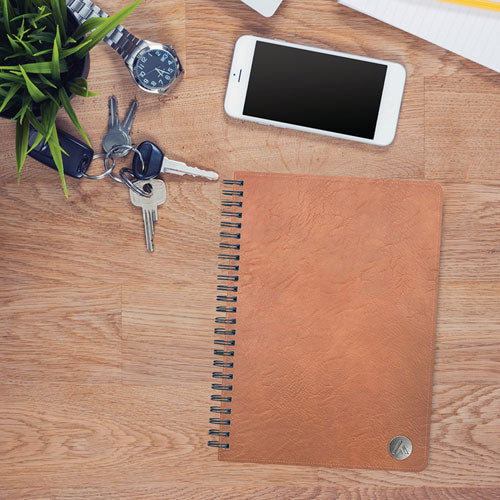 Image of Blue Sky® ASMBLD Faux Leather Wirebound Notebook, 1-Subject, Medium/College Rule, Tan Cover, (80) 8.5 x 5.75 Sheets