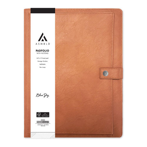 Image of Blue Sky® ASMBLD Professional Faux Leather Padfolio, 8.5 x 11 Pad, 9.45 x 12.13, Snap Closure, Tan