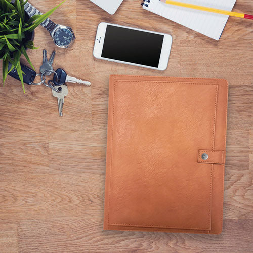 Image of Blue Sky® ASMBLD Professional Faux Leather Padfolio, 8.5 x 11 Pad, 9.45 x 12.13, Snap Closure, Tan